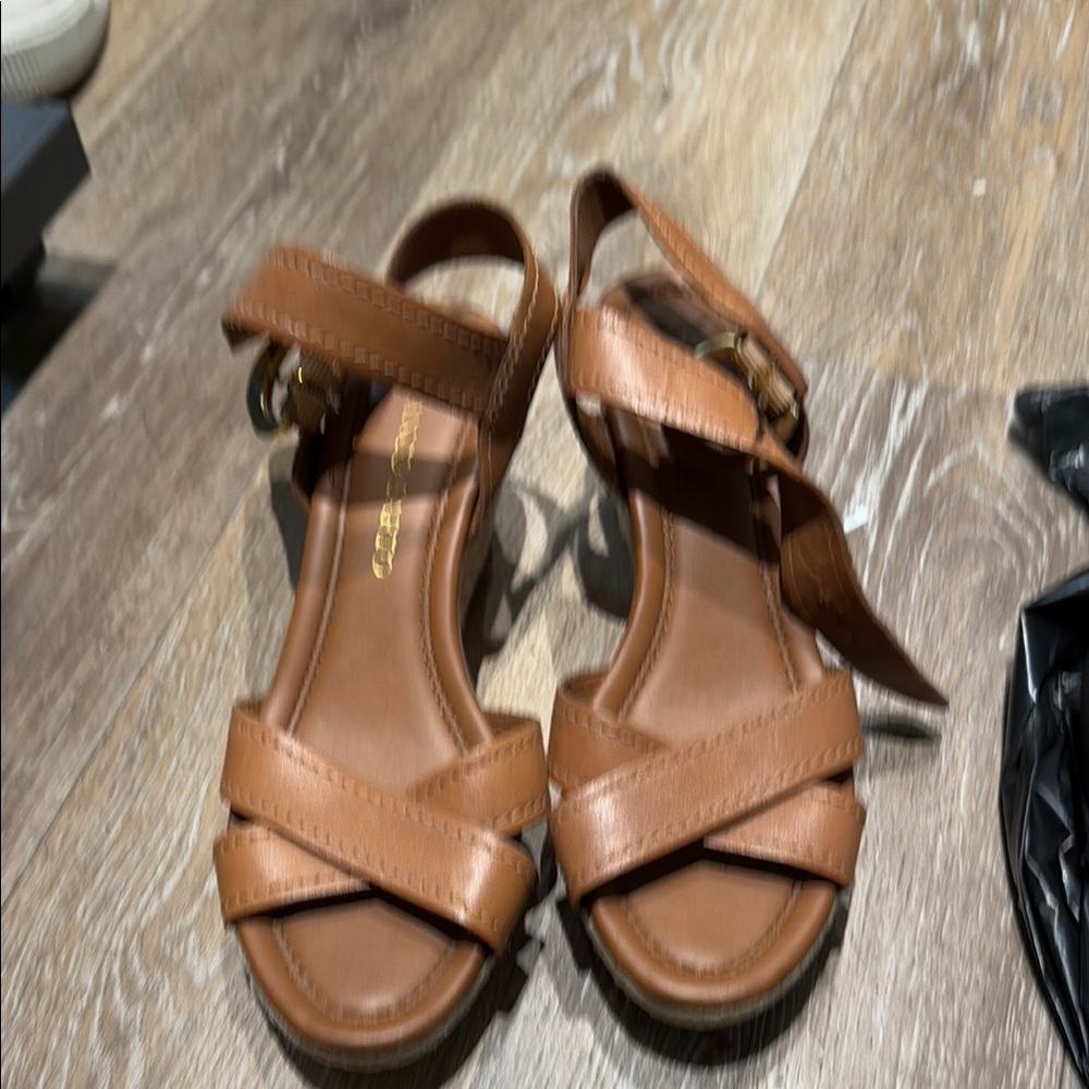 Franco Sarto Brown Leather Strappy Sandals